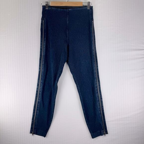 Lysse Denim Jean Leggings Pull-On Pants Full Side Zipper Women’s Size Medium - Picture 1 of 9